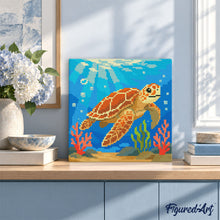 Afbeelding in Gallery-weergave laden, Mini Diamond Painting 25x25 cm -Schildpad