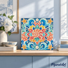 Afbeelding in Gallery-weergave laden, Mini Diamond Painting 25x25 cm - Schelpenmandala