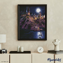 Afbeelding in Gallery-weergave laden, Diamond Painting - Hogwarts-kasteel bij nacht - Harry Potter 40x50cm reeds ingelijst
