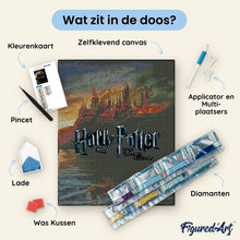 Afbeelding in Gallery-weergave laden, Diamond Painting - Hogwarts in Vlammen - Harry Potter 40x50cm reeds ingelijst