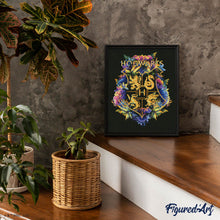 Afbeelding in Gallery-weergave laden, Diamond Painting - Bloemenwapen van Hogwarts - Harry Potter 40x50cm reeds ingelijst
