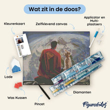 Afbeelding in Gallery-weergave laden, Diamond Painting - Superman en Krypto 40x50cm reeds ingelijst