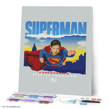 Afbeelding in Gallery-weergave laden, Diamond Painting - Superman met skyline 40x50cm reeds ingelijst