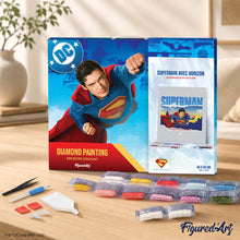 Afbeelding in Gallery-weergave laden, Diamond Painting - Superman met skyline 40x50cm reeds ingelijst