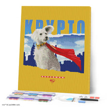 Afbeelding in Gallery-weergave laden, Diamond Painting - Krypto met skyline - Superman 40x50cm reeds ingelijst