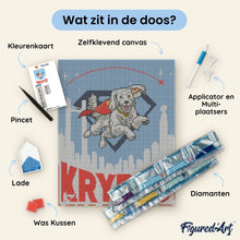 Afbeelding in Gallery-weergave laden, Diamond Painting - Krypto vliegend - Superman 40x50cm reeds ingelijst
