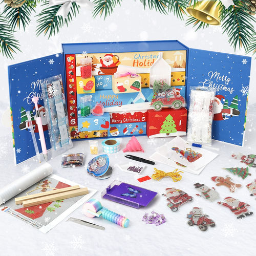 Diamond Painting Adventskalender 2025 - 12 Dagen van Glans (Blauw) Figured'Art