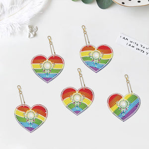 Diamond Painting Hanger Regenboogharten Set van 5 stuks