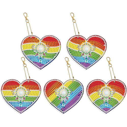 Diamond Painting Hanger Regenboogharten Set van 5 stuks