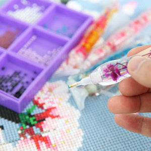 Premium Ergonomische Pen Diamond Painting Paarse Bloemen 5 Varianten