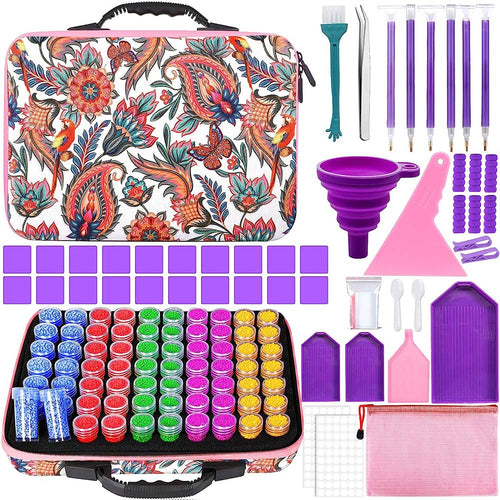 Diamond Painting Bloemen Etui met 70 Potjes + Accessoires