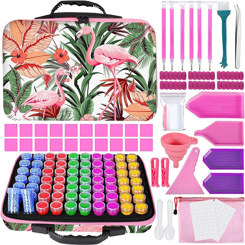 Diamond Painting Etui Flamingo met 70 Potjes + Accessoires