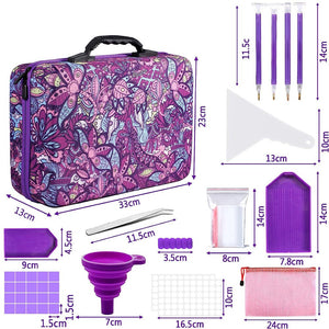 Diamond Painting Etui Paarse Bloemen met 120 Potjes + Accessoires