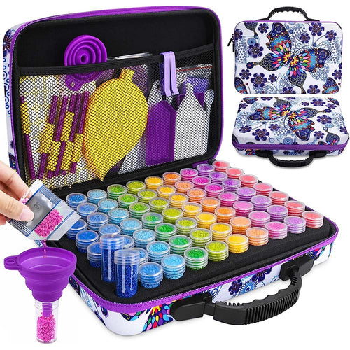 Diamond Painting Etui Vlinder met 70 Vakken + Accessoires