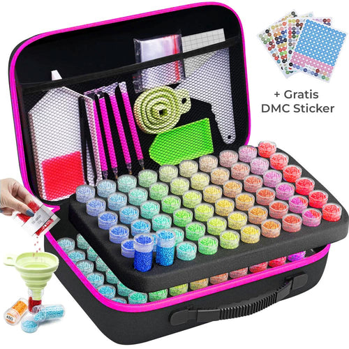 Diamond Painting Etui Roze met 120 Potjes + Accessoires