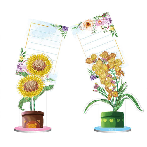 Diamond Painting Notitiehouder Bloemen 2 Stuks