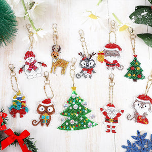 Diamond Painting Sleutelhangers Kerst 11 Stuks