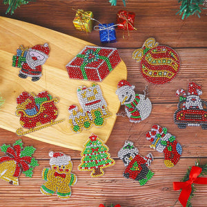 Diamond Painting Sleutelhangers Kerstmis 12 Stuks