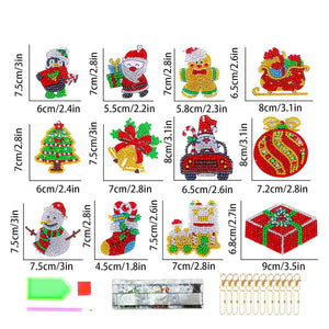 Diamond Painting Sleutelhangers Kerstmis 12 Stuks