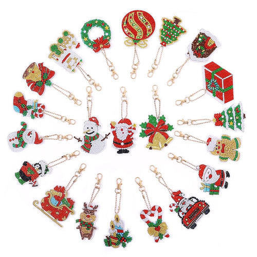 Diamond Painting Sleutelhangers Kerstmis 21 Stuks