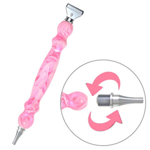 Diamond Painting Pen Roze Golven met Stalen Puntjes