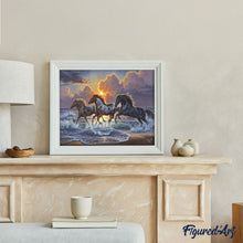 Afbeelding in Gallery-weergave laden, Schilderen op Nummer - Drie paarden en zee