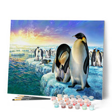 Afbeelding in Gallery-weergave laden, Schilderen op Nummer Pinguïns op het ijs Figured'Art gemiddeld nieuwkomers dieren pinguïns landschappen