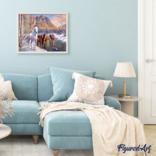 Afbeelding in Gallery-weergave laden, Schilderen op Nummer Paarden aan het einde van de winter Figured'Art gemiddeld nieuwkomers dieren paarden landschappen