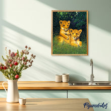Afbeelding in Gallery-weergave laden, Schilderen op Nummer Leeuwenwelpen Figured'Art gevorderd nieuwkomers dieren leeuwen