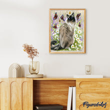 Afbeelding in Gallery-weergave laden, Schilderen op Nummer Ontdekking van vlinders Figured'Art gemiddeld nieuwkomers dieren katten vlinders bloemen