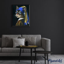 Afbeelding in Gallery-weergave laden, Schilderen op Nummer Het jonge katje met de parel Figured'Art gemiddeld nieuwkomers dieren katten beroemde schilderijen