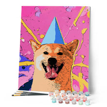 Afbeelding in Gallery-weergave laden, Schilderen op Nummer Glimlachende hond pop-art Figured'Art eenvoudig nieuwkomers dieren honden