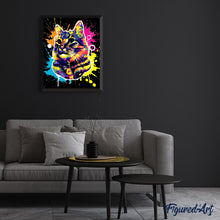 Afbeelding in Gallery-weergave laden, Schilderen op Nummer Kat Splash Pop Art Figured'Art gemiddeld nieuwkomers dieren katten