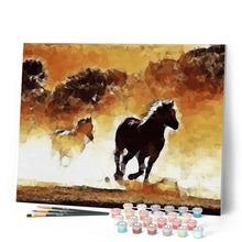 Afbeelding in Gallery-weergave laden, Schilderen op Nummer Paarden in actie Figured'Art eenvoudig nieuwkomers dieren paarden landschappen