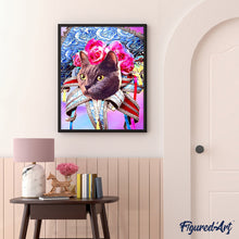 Afbeelding in Gallery-weergave laden, Schilderen op Nummer Kat Mardigras Figured'Art gemiddeld nieuwkomers dieren katten bloemen