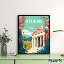 Afbeelding in Gallery-weergave laden, Schilderen op Nummer - Reisposter Athene