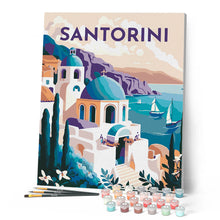 Afbeelding in Gallery-weergave laden, Schilderen op Nummer - Reisposter Santorini