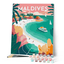 Afbeelding in Gallery-weergave laden, Schilderen op Nummer - Reisposter Maldiven
