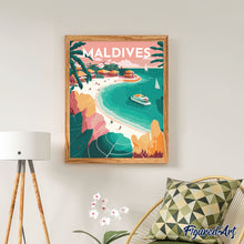 Afbeelding in Gallery-weergave laden, Schilderen op Nummer - Reisposter Maldiven