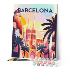 Afbeelding in Gallery-weergave laden, Schilderen op Nummer - Reisposter Barcelona