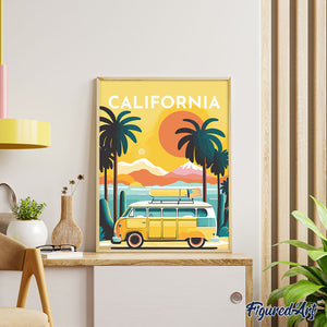 Diamond Painting - Reisposter Californië