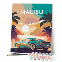 Afbeelding in Gallery-weergave laden, Schilderen op Nummer - Reisposter Malibu