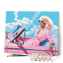 Afbeelding in Gallery-weergave laden, Schilderen op Nummer - Diva in een Roze Retro Auto