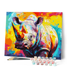 Afbeelding in Gallery-weergave laden, Schilderen op Nummer - Kleurrijke Abstracte Neushoorn