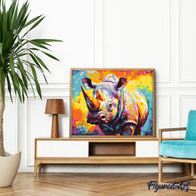Afbeelding in Gallery-weergave laden, Schilderen op Nummer - Kleurrijke Abstracte Neushoorn
