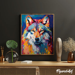 Schilderen op Nummer - Kleurrijke Abstracte Wolf