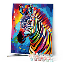 Afbeelding in Gallery-weergave laden, Schilderen op Nummer - Kleurrijke Abstracte Zebra