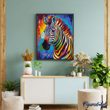 Afbeelding in Gallery-weergave laden, Schilderen op Nummer - Kleurrijke Abstracte Zebra