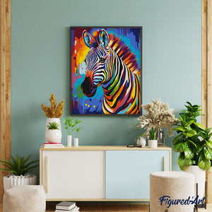 Schilderen op Nummer - Kleurrijke Abstracte Zebra