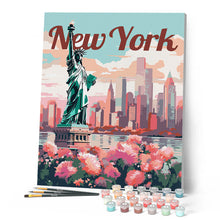 Afbeelding in Gallery-weergave laden, Schilderen op Nummer - Reisposter New York in Bloei